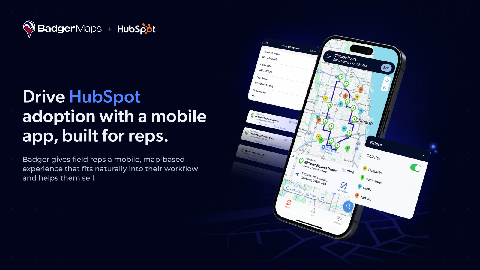 Badger Maps is the field sales app, built to increase HubSpot adoption.